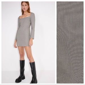 Zara Women’s Square Neck Dress Plaid Long Sleeve XS